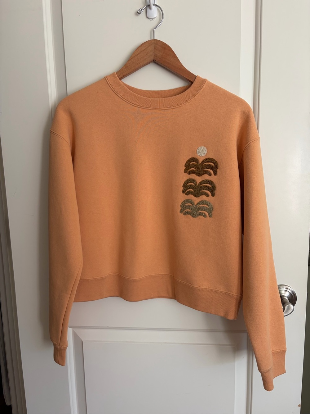 Roark Peach Crewneck with Wave Embroidery